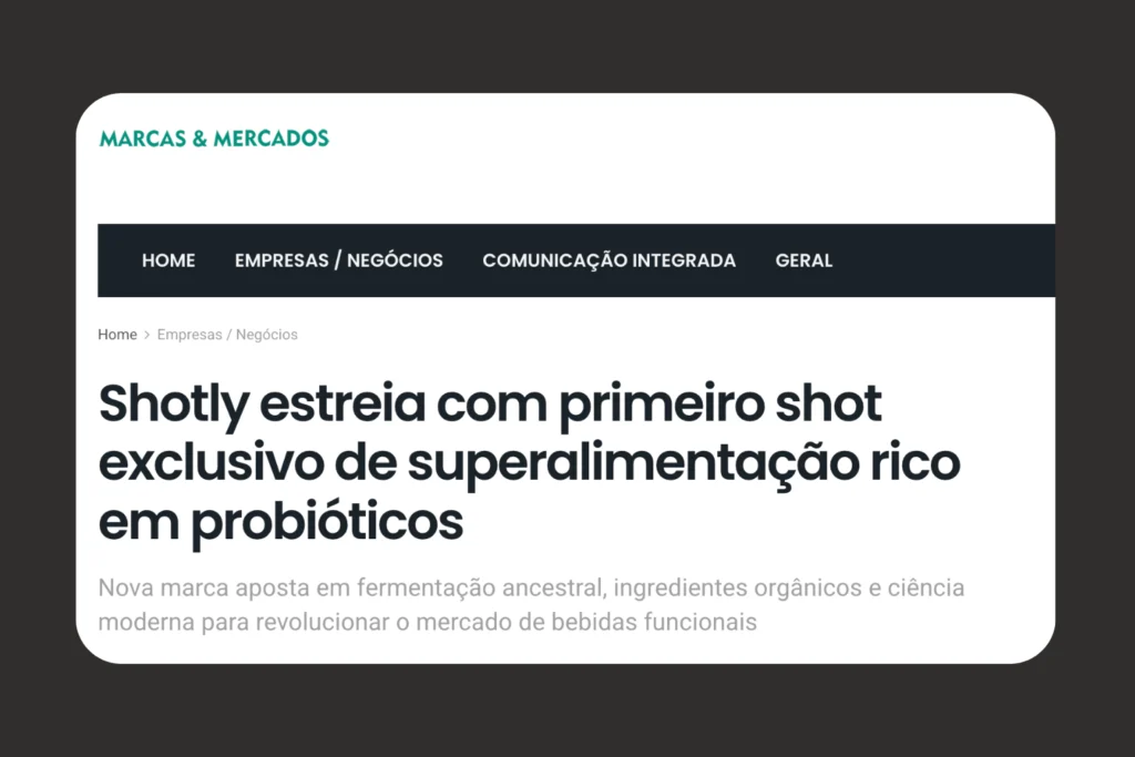 Shotly estreia com primeiro shot exclusivo de superalimentação rico em probióticos