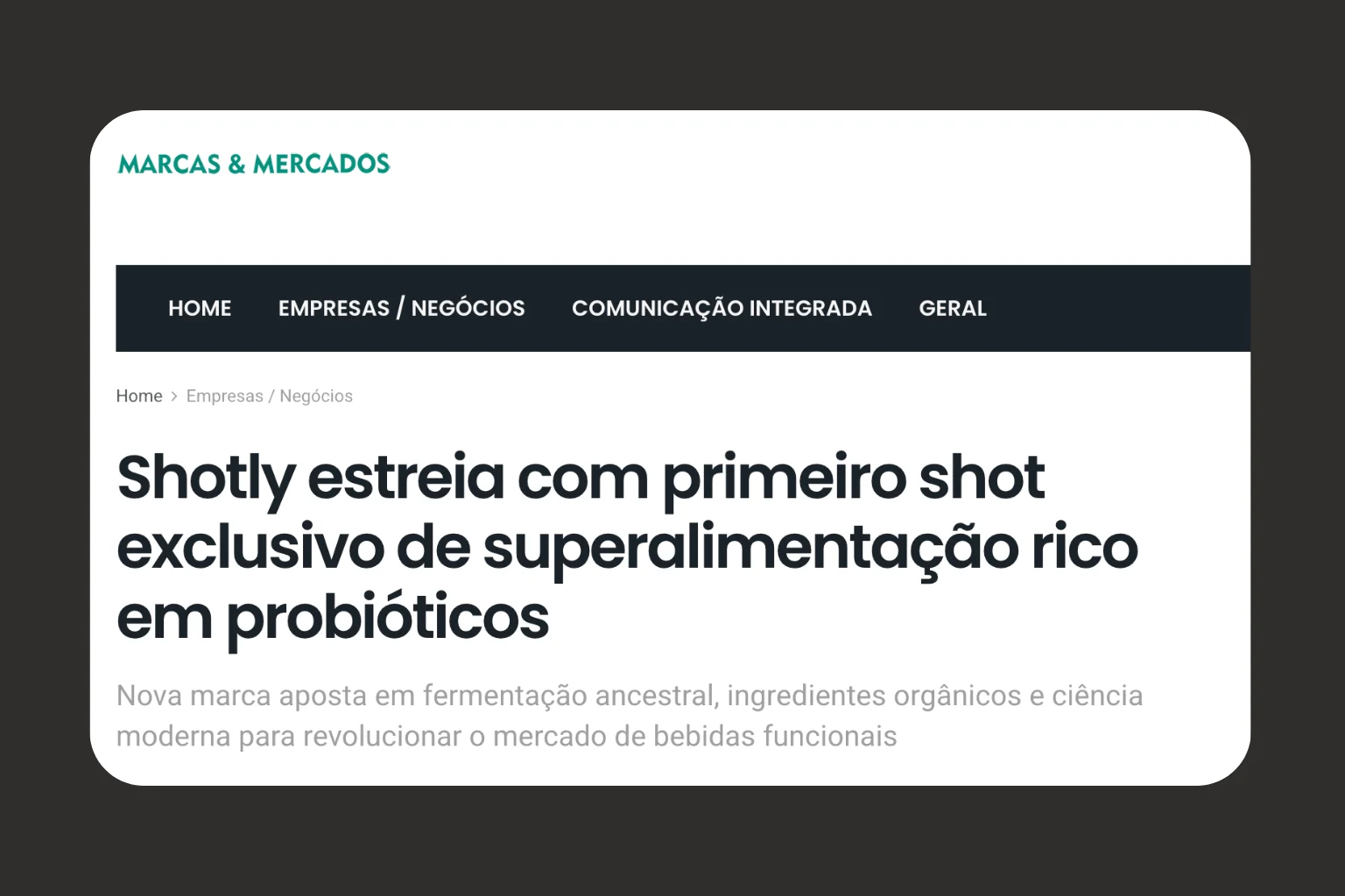Shotly estreia com primeiro shot exclusivo de superalimentação rico em probióticos