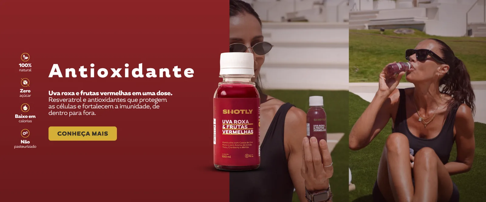 Antioxidante — Uva roxa e frutas vermelhas em uma dose. Resveratrol e antioxidantes que protegem as células e fortalecem a imunidade, de dentro para fora. Conheça mais.